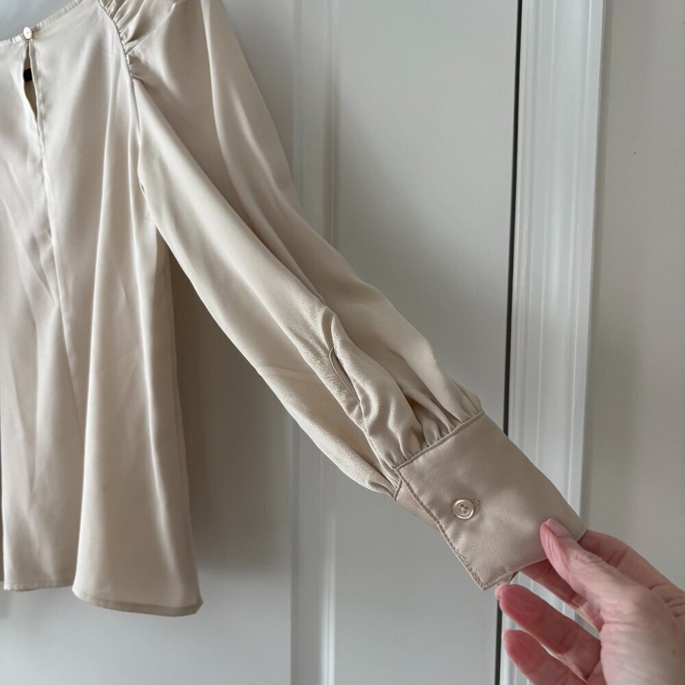 Banana Republic Oyster Pearl Ruche-Sleeve Blouse Size: Small - Picture 4 of 9